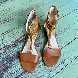 Michael Kors MK leather and gold sandals 9